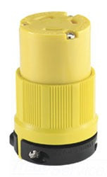 Cooper Wiring CRL530C Locking Device Connector, 30A 125V, L5-30R, 2P3W, Polarized, Grounding - Nylon - Yellow