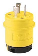 Cooper Wiring L1420PY Locking Device Plug, 20A 125/250V, L14-20P, 3P4W, Polarized, Grounding - Nylon Interior, Santoprene Thermoplastic Elastomeric Over Glass-Filled Polypropylene Shell, 0.069 Inch Thk Nickel Plated Brass Blade - Yellow, Black