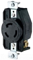 Cooper Wiring CWL1330R Locking Device Single Receptacle, 30A 600V, 3-Phase, L13-30R, 3P3W, Single Locking, Non-Grounding - 1.56 Inch - Glass-Filled Nylon