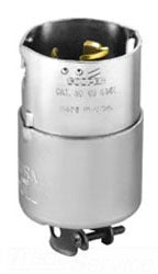 Cooper Wiring CS6361 Locking Device Plug, 50A 125V, Non-NEMA Locking, 2P3W, Armored, Polarized, California Style, Grounding - Glass-Filled Nylon - Stainless Steel