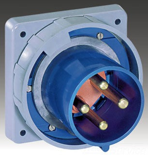 Cooper Wiring CD363B6W Pin & Sleeve Inlet, 63A 250V, 2P3W - Blue